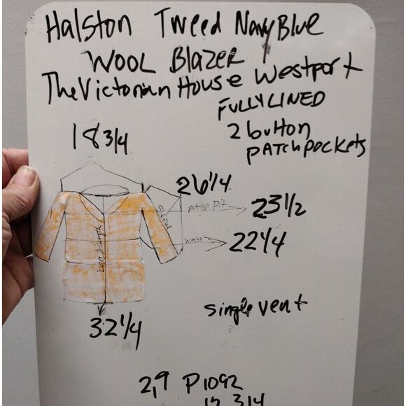 42R Halston Wool Blazer Navy Blue Sport Coat Jacket Two Button - Picture 10 of 10